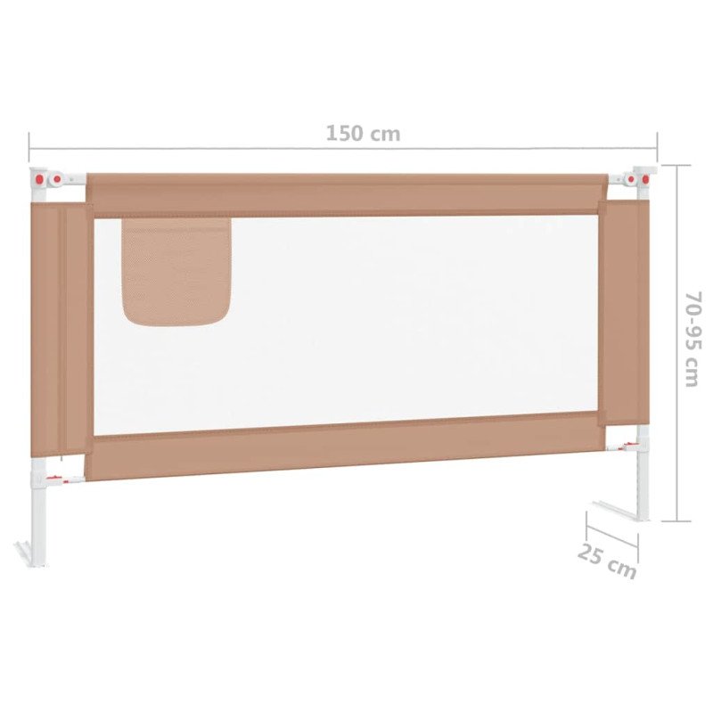 vidaXL Zábrana na detskú posteľ sivohnedá 150x25 cm látka