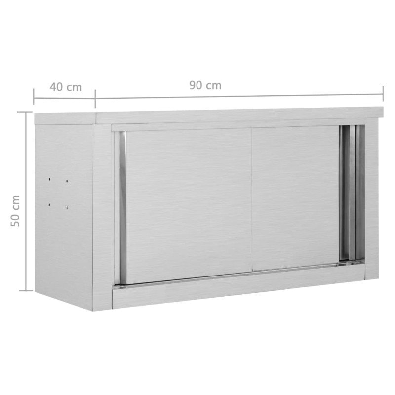 vidaXL Kuchynská nástenná skrinka s posuvnými dvierkami 90x40x50 cm nehrdzavejúca oceľ
