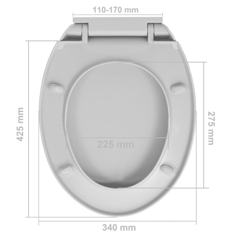 vidaXL WC sedadlo, pomalé sklápanie, svetlosivé, oválne