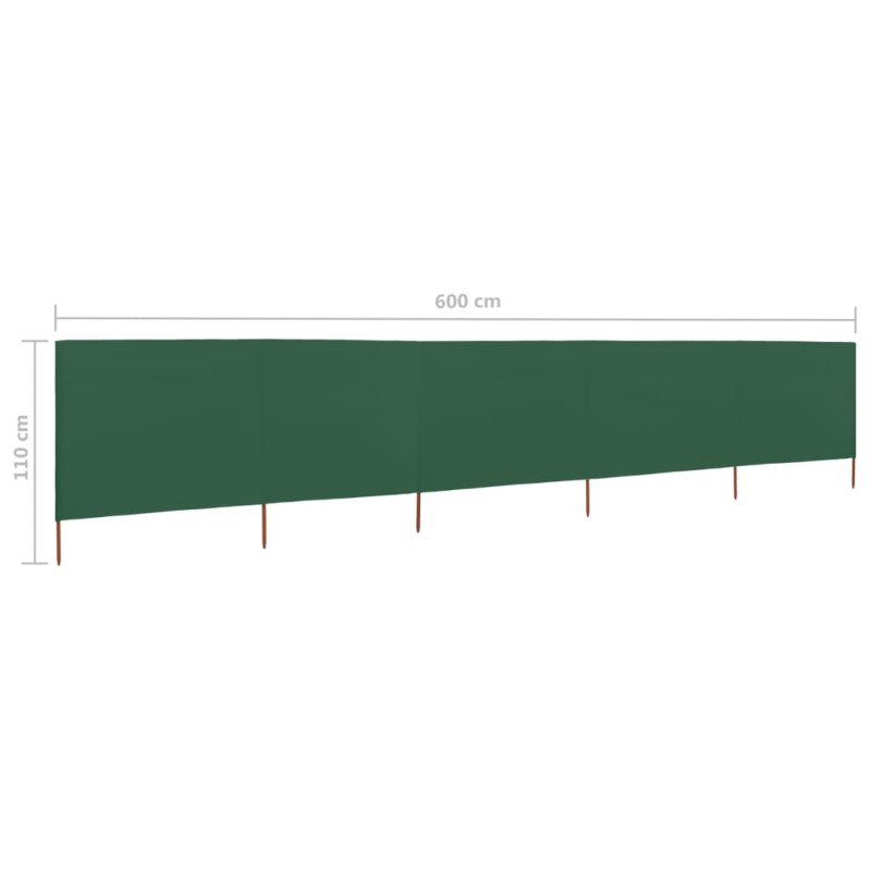 vidaXL 5-panelová zábrana proti vetru látková 600x80 cm zelená