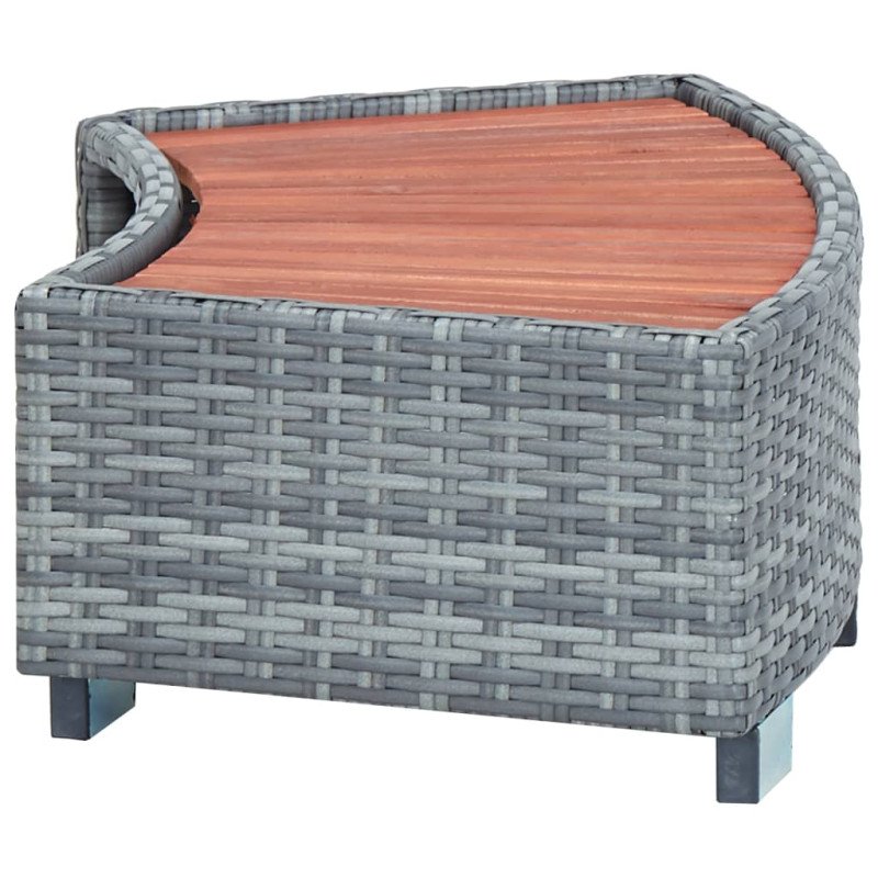 vidaXL Schodík k vírivke, sivý, polyratan 92x45x25 cm