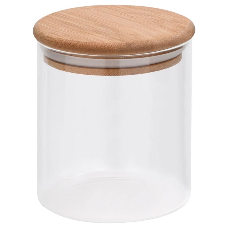vidaXL Skladovacie sklenené poháre s bambusovými viečkami 6 ks 600 ml