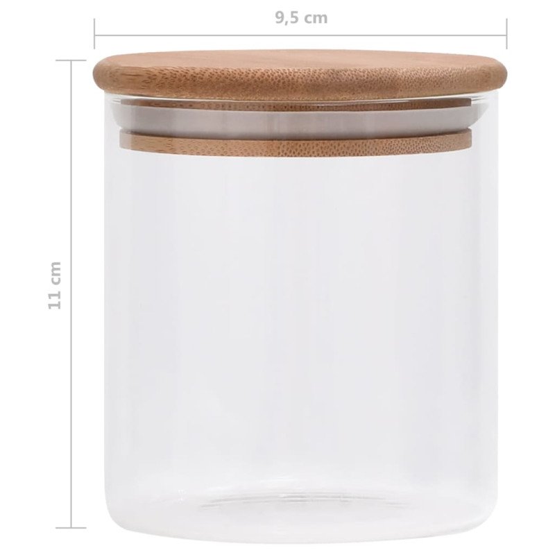 vidaXL Skladovacie sklenené poháre s bambusovými viečkami 6 ks 600 ml