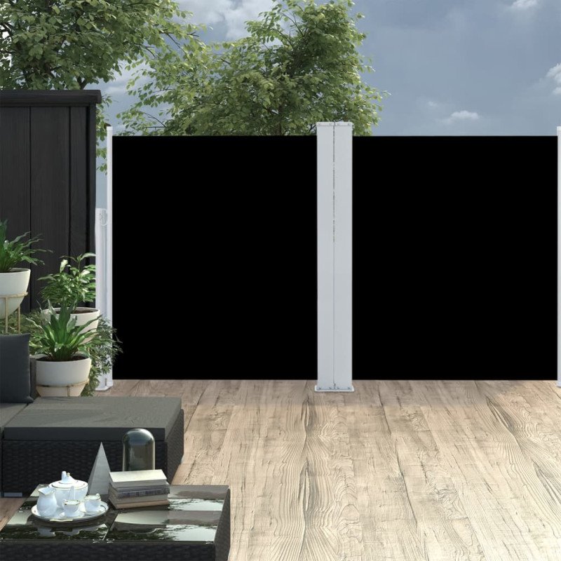 vidaXL Zaťahovacia dvojitá bočná markíza na terasu 170x600 cm, čierna