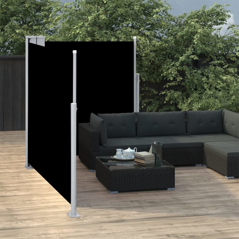 vidaXL Zaťahovacia dvojitá bočná markíza na terasu 170x600 cm, čierna