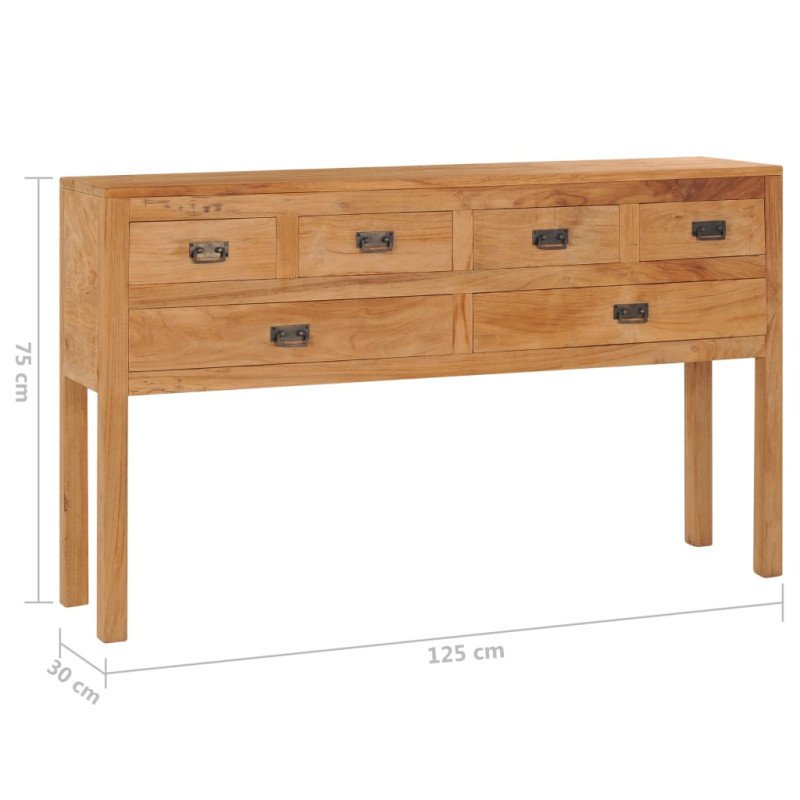 vidaXL Komoda 125x30x75 cm, tíkový masív