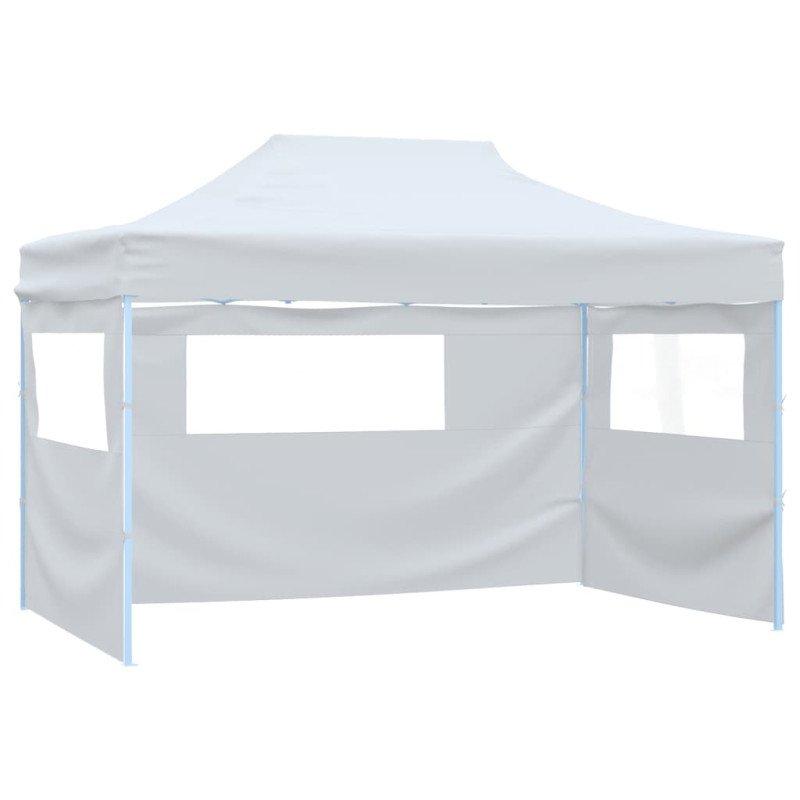 vidaXL Skladací párty stan so 4 stenami 3x4,5 m, biely