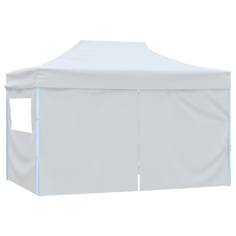 vidaXL Skladací párty stan so 4 stenami 3x4,5 m, biely