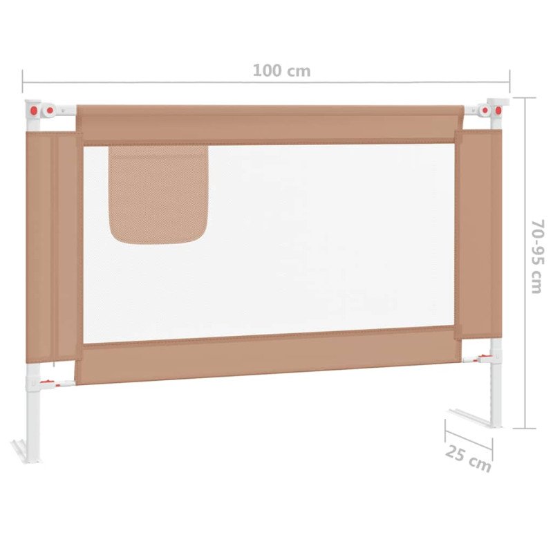 vidaXL Zábrana na detskú posteľ sivohnedá 100x25 cm látka