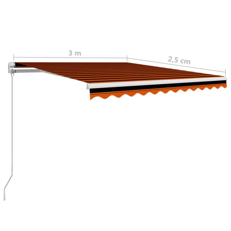vidaXL Ručne zaťahovacia markíza oranžová a hnedá 300x250 cm