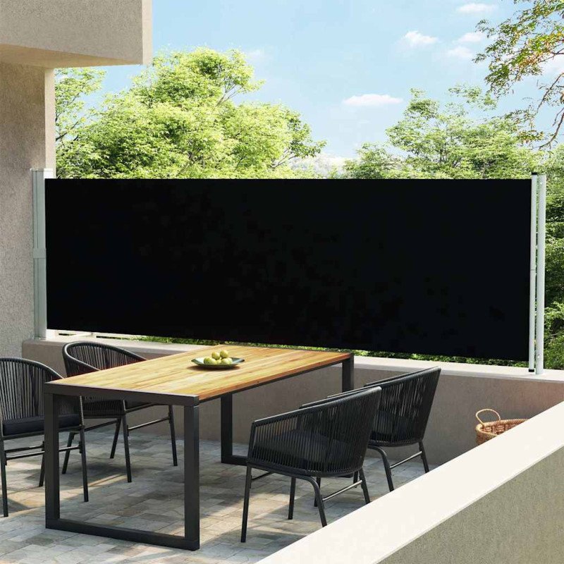 vidaXL Zaťahovacia bočná markíza na terasu 140x600 cm, čierna