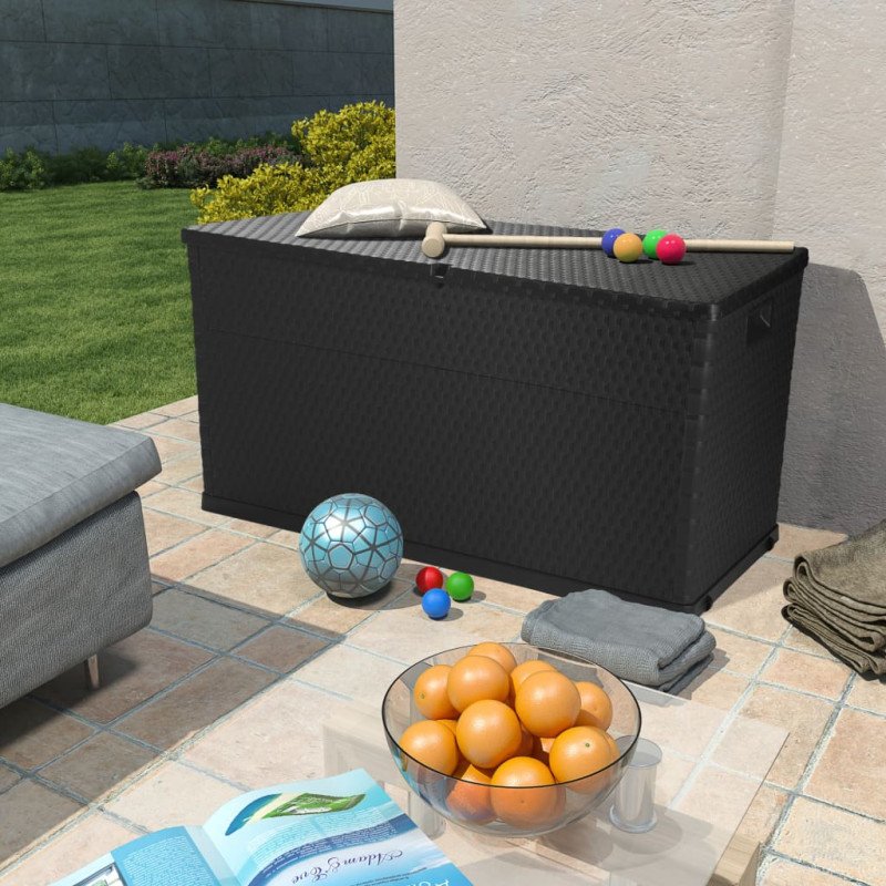vidaXL Záhradný úložný box, antracitový 120x56x63 cm, PP ratan
