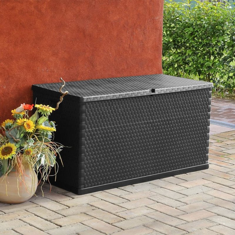 vidaXL Záhradný úložný box, antracitový 120x56x63 cm, PP ratan