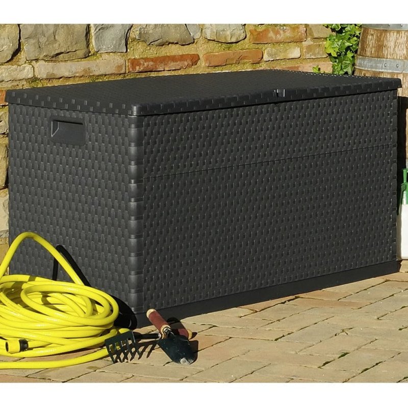 vidaXL Záhradný úložný box, antracitový 120x56x63 cm, PP ratan