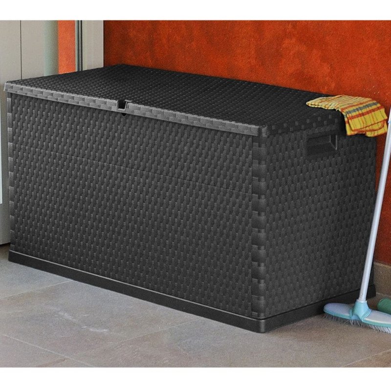 vidaXL Záhradný úložný box, antracitový 120x56x63 cm, PP ratan