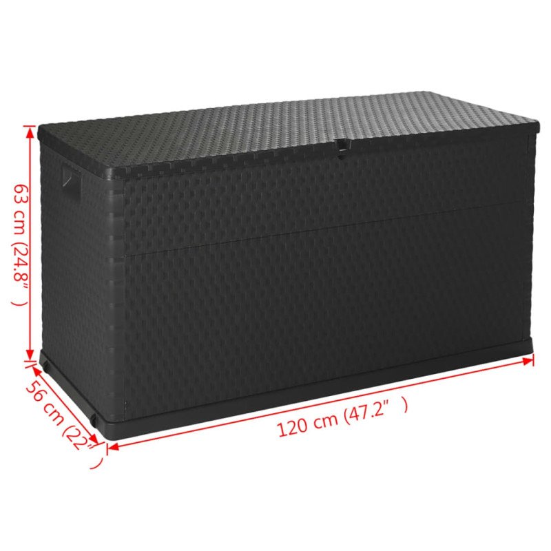 vidaXL Záhradný úložný box, antracitový 120x56x63 cm, PP ratan