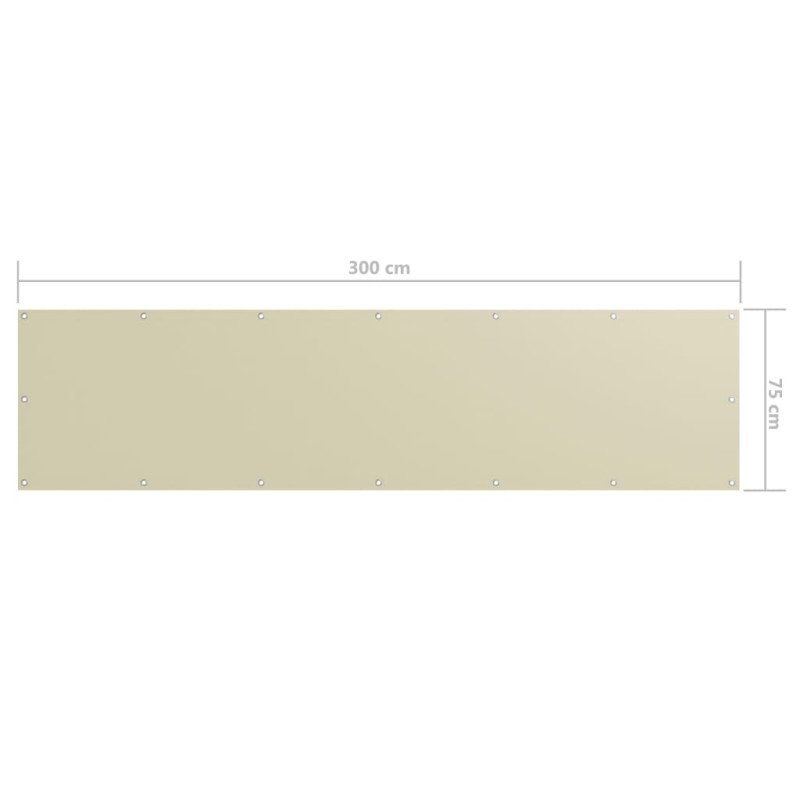 vidaXL Balkónová markíza, krémová 75x300 cm, oxfordská látka
