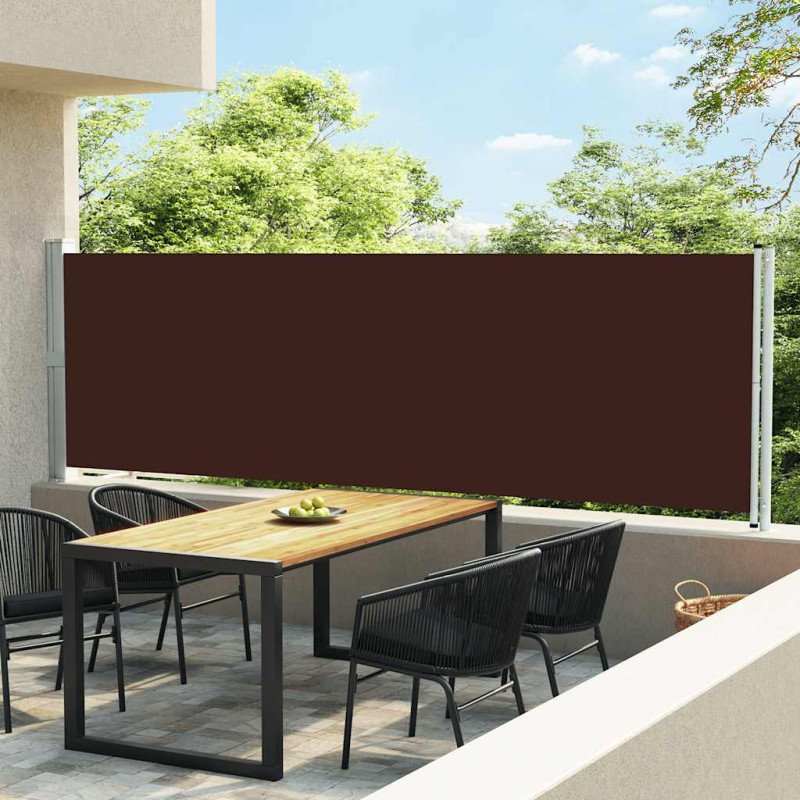vidaXL Zaťahovacia bočná markíza na terasu 140x600 cm, hnedá