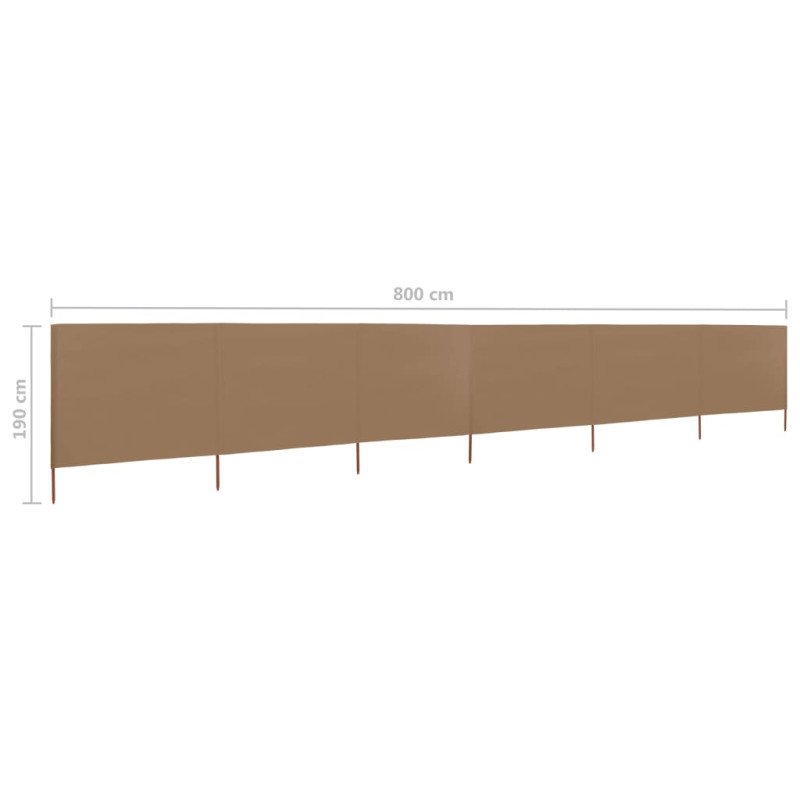 vidaXL 6-panelová zábrana proti vetru látková 800x160 cm sivo-hnedá
