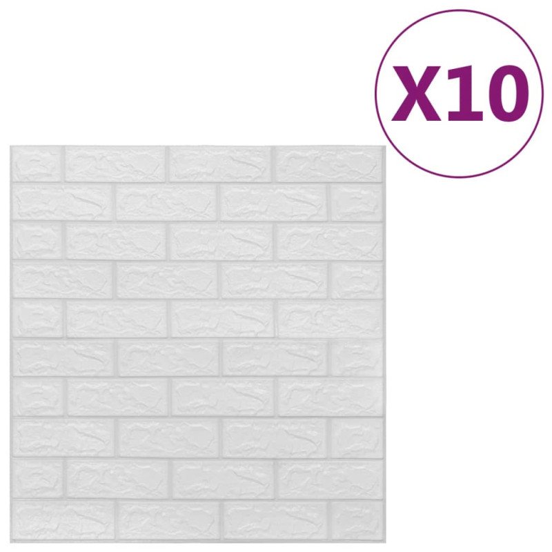 vidaXL 3D tapeta tehly samolepiaca 10 ks biela