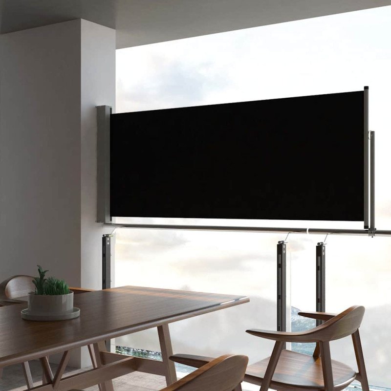 vidaXL Zaťahovacia bočná markíza na terasu 100x300 cm, čierna