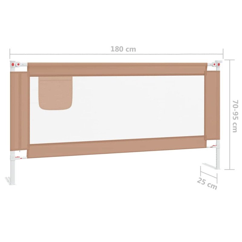 vidaXL Zábrana na detskú posteľ sivohnedá 180x25 cm látka