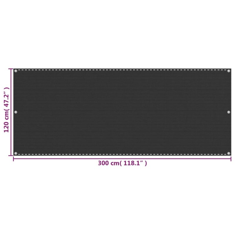 vidaXL Balkónová markíza antracitová 120x300 cm HDPE