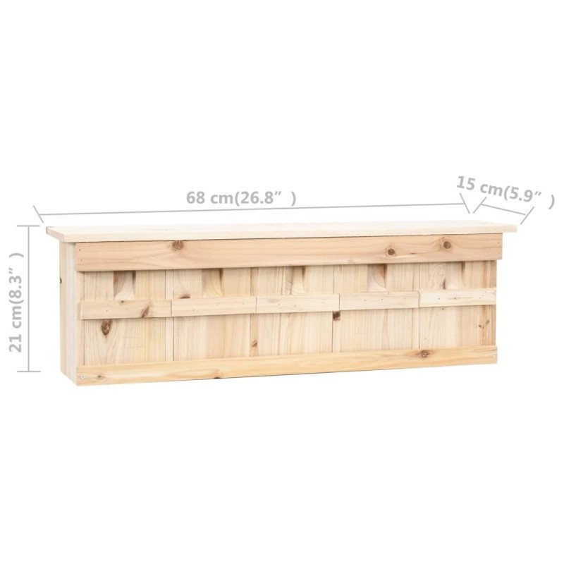 vidaXL Búdka pre vrabcov s 5 komorami 68x15x21 cm jedľové drevo