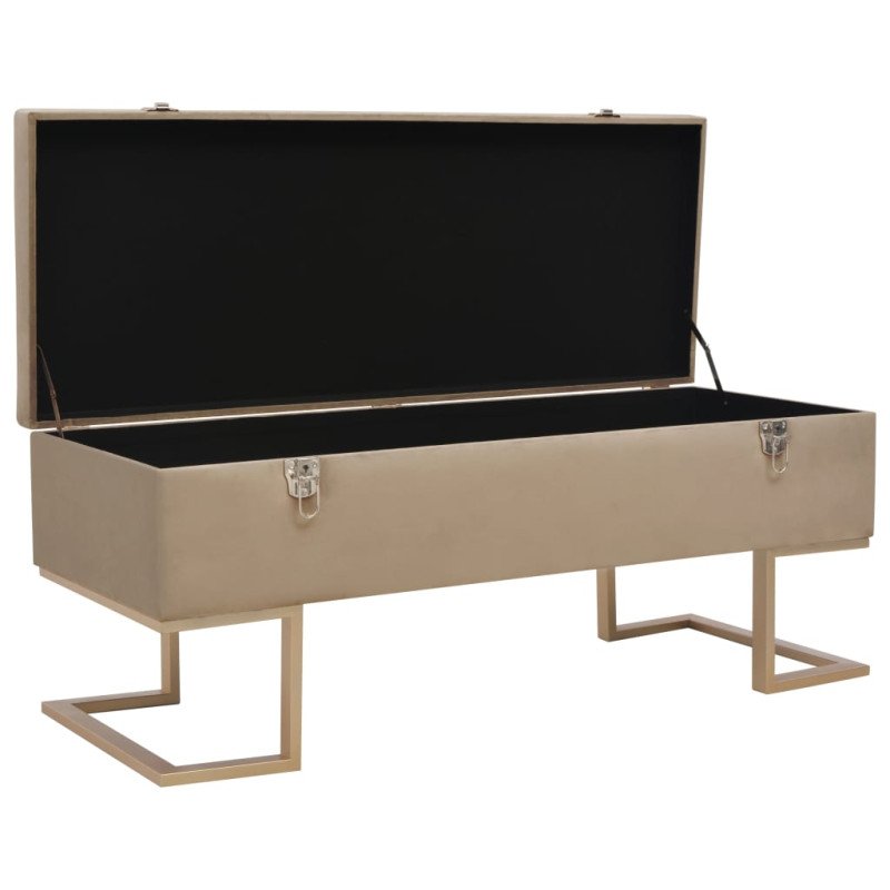 vidaXL Lavica s úložným priestorom 105 cm, béžová, zamat