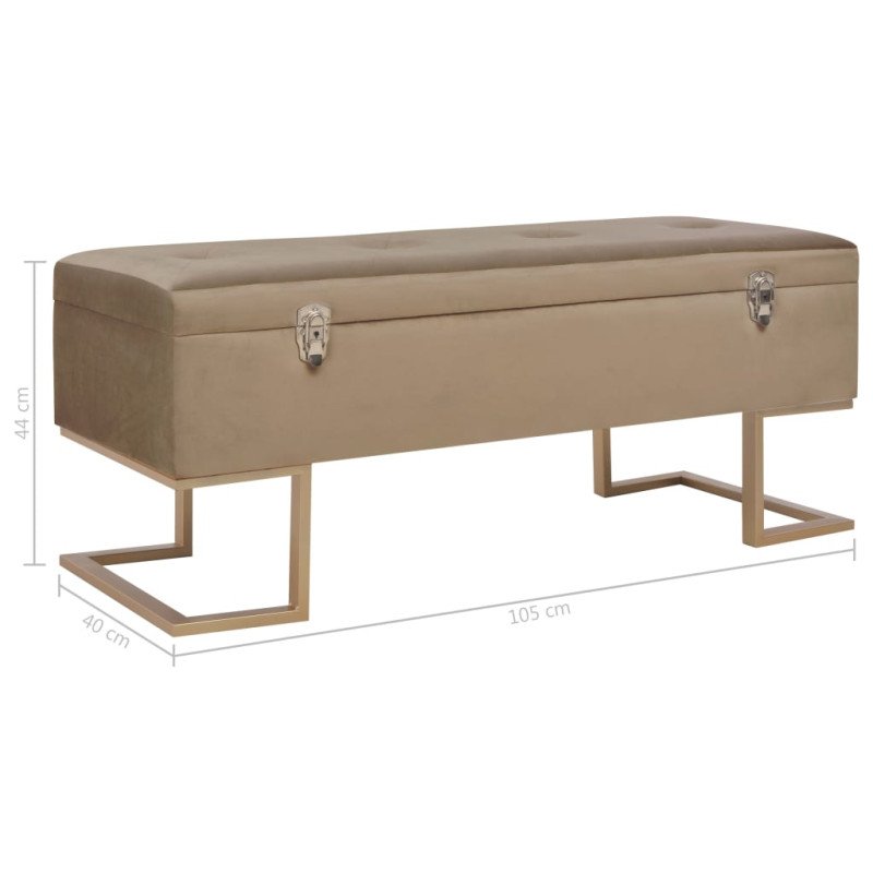 vidaXL Lavica s úložným priestorom 105 cm, béžová, zamat