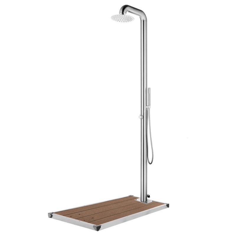 vidaXL Záhradná sprcha s hnedým podstavcom 230 cm nehrdzavejúca oceľ