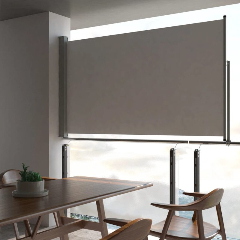 vidaXL Zaťahovacia bočná markíza na terasu 140x300 cm, sivá