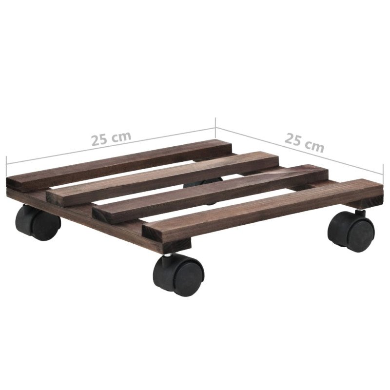 vidaXL Podstavec pod kvetináč na kolieskach 4 ks 25x25 cm cédrové drevo