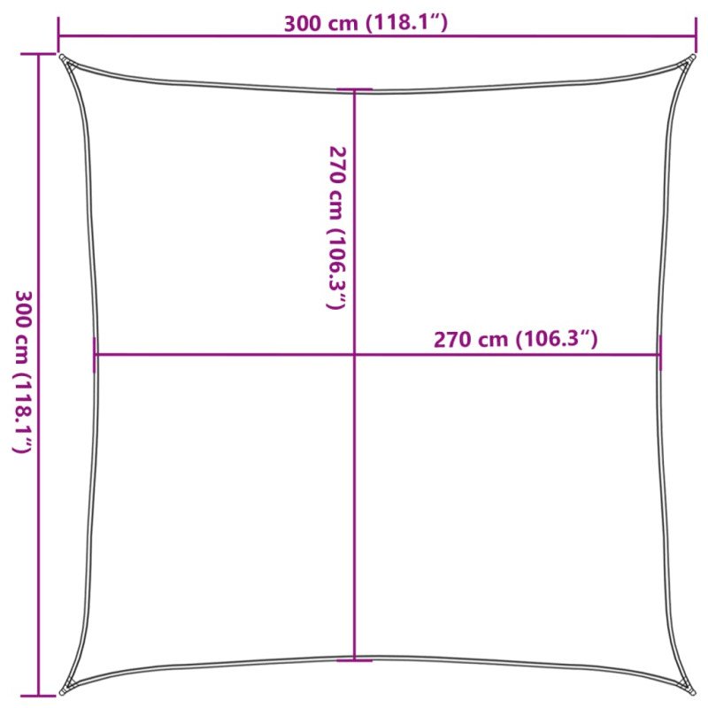 vidaXL Tieniaca plachta 160 g/m², krémová 3x3 m, HDPE