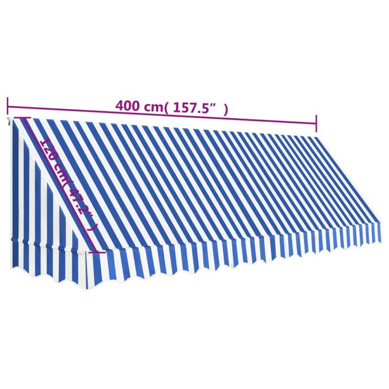vidaXL Bistro markíza modro-biela 400x120 cm
