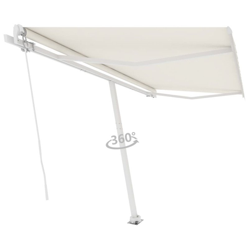 vidaXL Samostatne stojaca ručne zaťahovacia markíza 400x300 cm krémová
