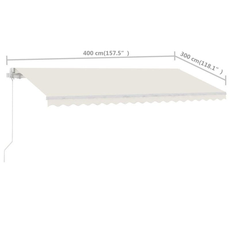 vidaXL Samostatne stojaca ručne zaťahovacia markíza 400x300 cm krémová