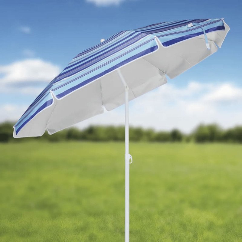 HI Plážový slnečník 200 cm modrý pruhovaný
