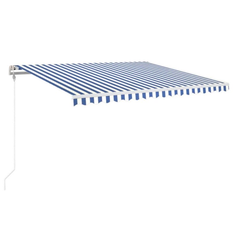 vidaXL Automatická markíza, LED a senzor vetra 450x350 cm, modrá/biela
