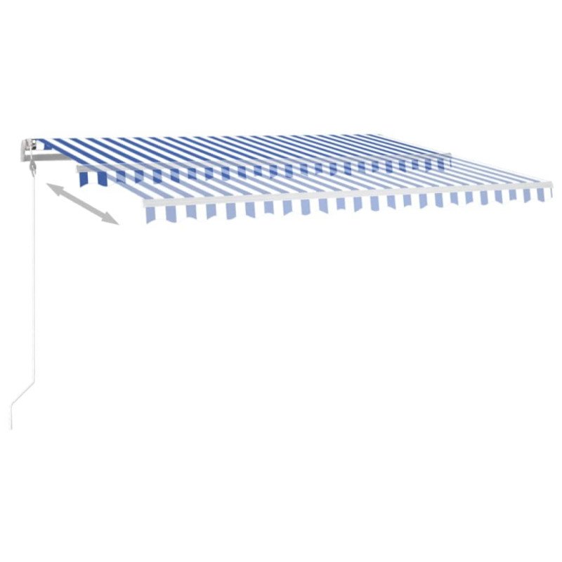 vidaXL Automatická markíza, LED a senzor vetra 450x350 cm, modrá/biela