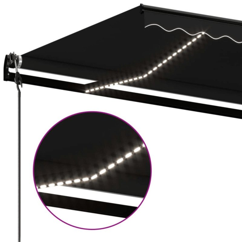 vidaXL Automatická markíza, LED a senzor vetra 400x350 cm, antracitová