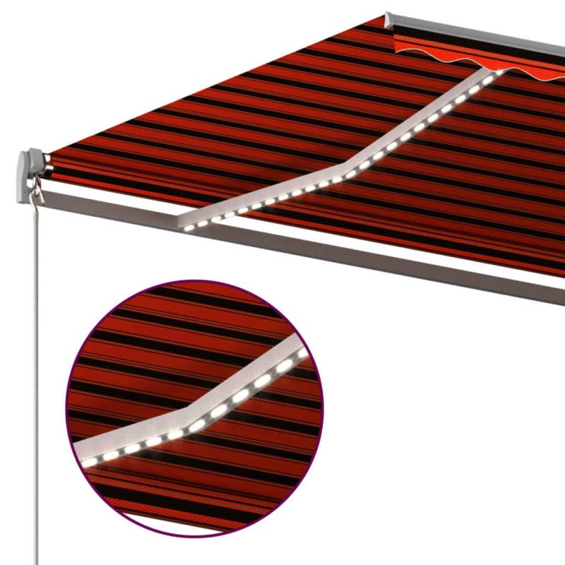 vidaXL Automatická markíza s LED a senzorom 400x300 cm oranžovo-hnedá