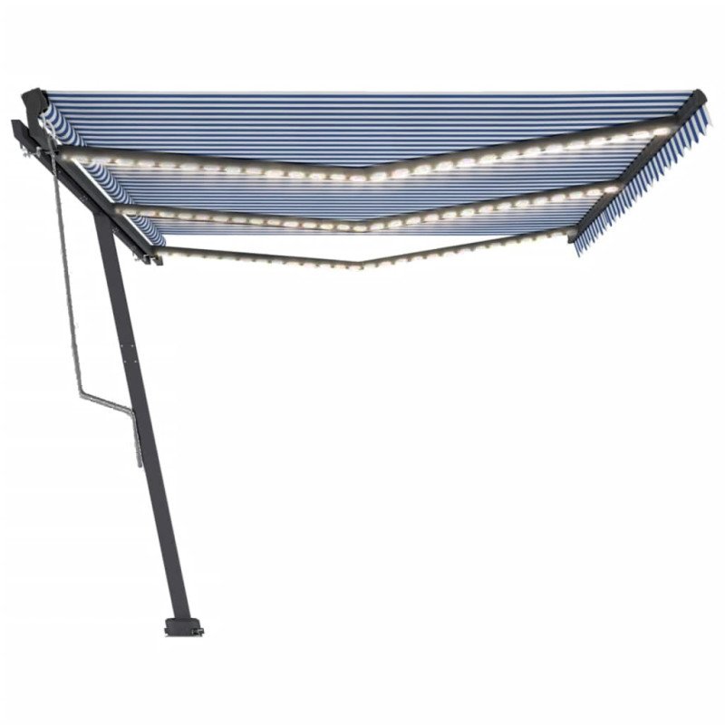 vidaXL Automatická markíza s LED a senzorom vetra 600x300cm modrobiela