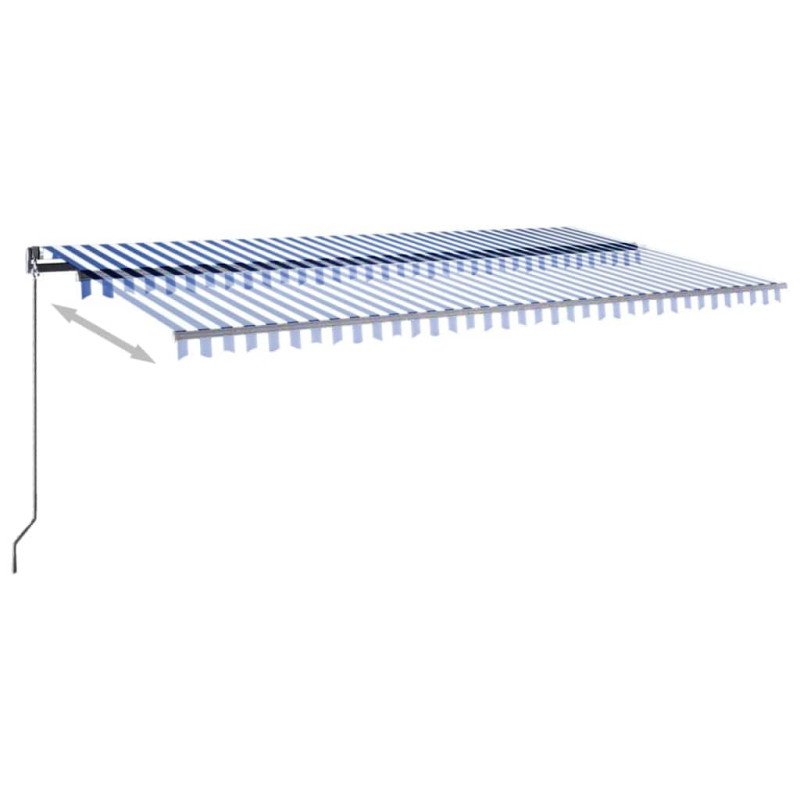 vidaXL Automatická markíza s LED a senzorom vetra 600x300cm modrobiela