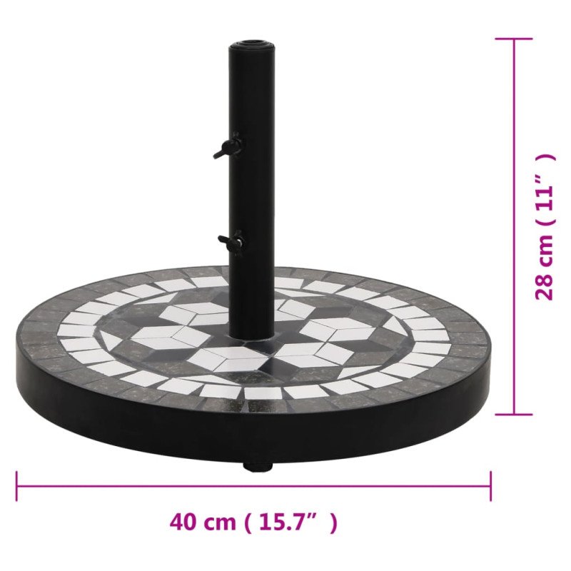 vidaXL Stojan na slnečník čierny a biely okrúhly 12 kg