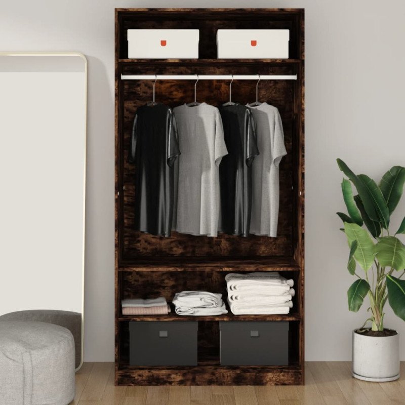 vidaXL Šatník dymový dub 100x50x200 cm spracované drevo