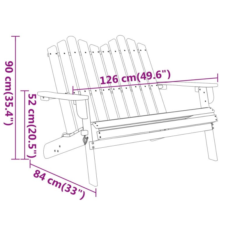 vidaXL Adirondack Záhradná lavička 126 cm masívne akáciové drevo