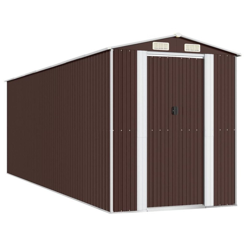 vidaXL Záhradná kôlňa tmavohnedá 192x606x223 cm pozinkovaná oceľ