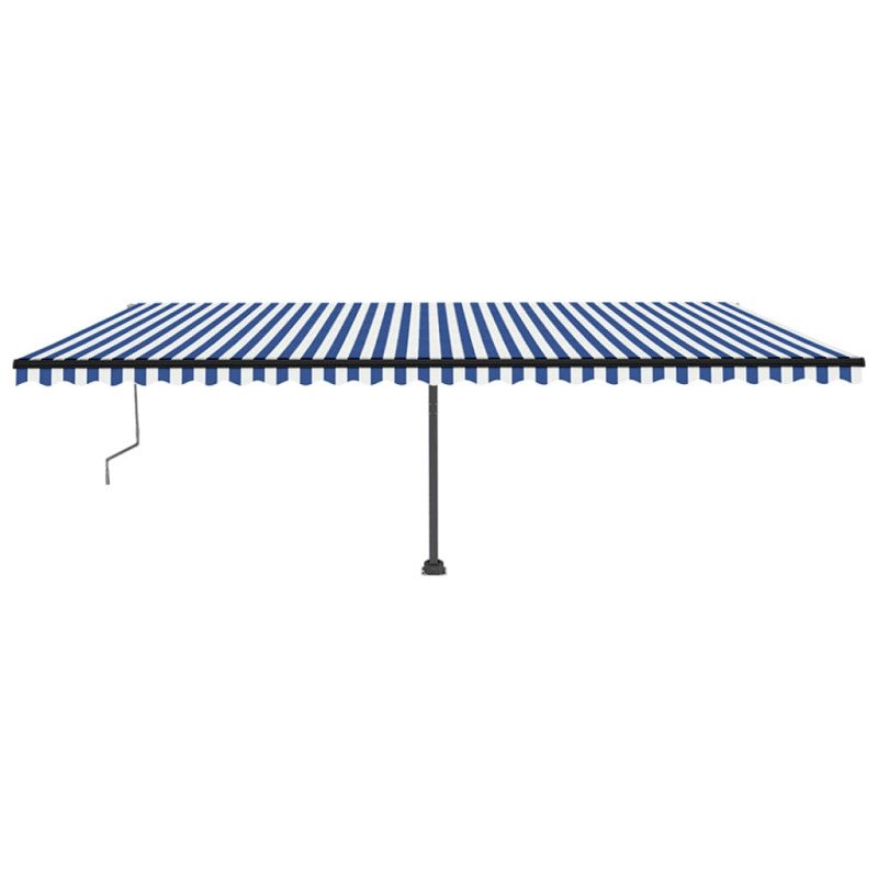 vidaXL Automatická markíza, LED a senzor vetra 600x350 cm, modrá/biela