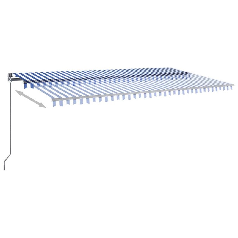 vidaXL Automatická markíza, LED a senzor vetra 600x350 cm, modrá/biela